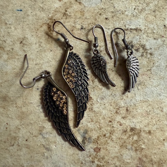 Jewelry - Two Pairs Vintage Angel Wing Earrings